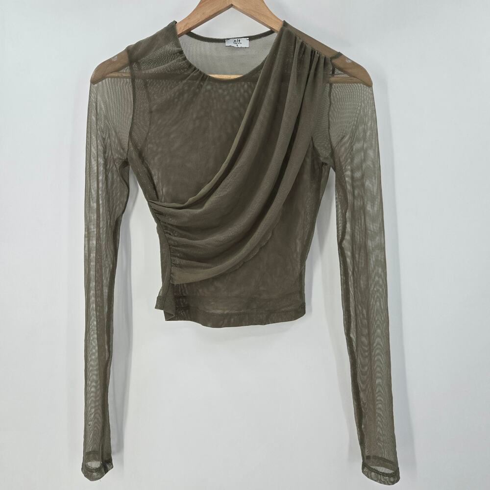 NLT Women Y2K Soft Grunge Fairy Whimsigoth Indie Boho Chic Sheer Mesh Top S